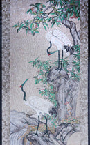 Oriental Stork Mosaic Wall Mural | Luxury Handcrafted Natural Stone Art