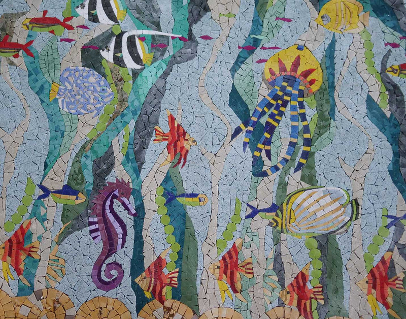 Underwater Mosaic Background - Handmade Art