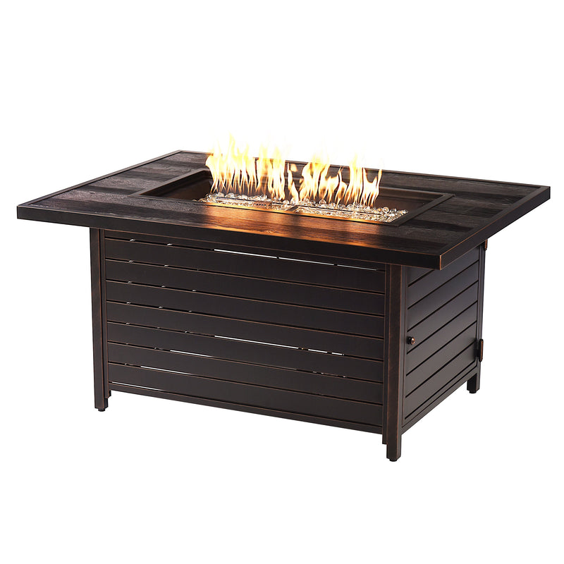 Aluminum 48-in Rectangular Propane Fire Table, Beads, Covers and Lid