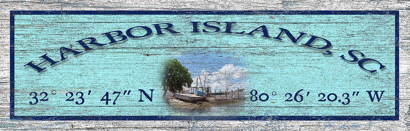 Harbor Island, South Carolina Coordinate Sign | Wall Art Print on Real Wood