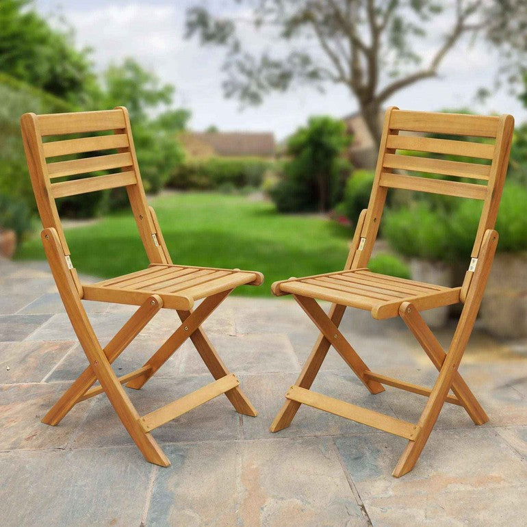 Tranquillo Anya Solid Wood Folding Chairs - Set of 2 Acacia Wood
