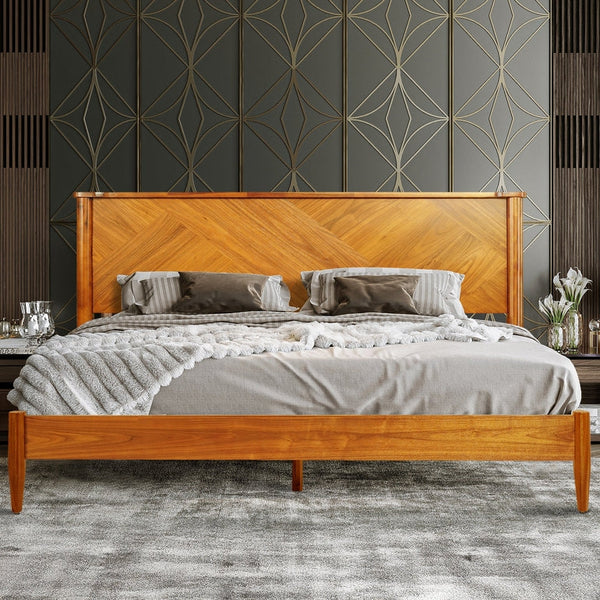 Panthera Solid Wood Bed Frame With Headboard, photo 2 of 17