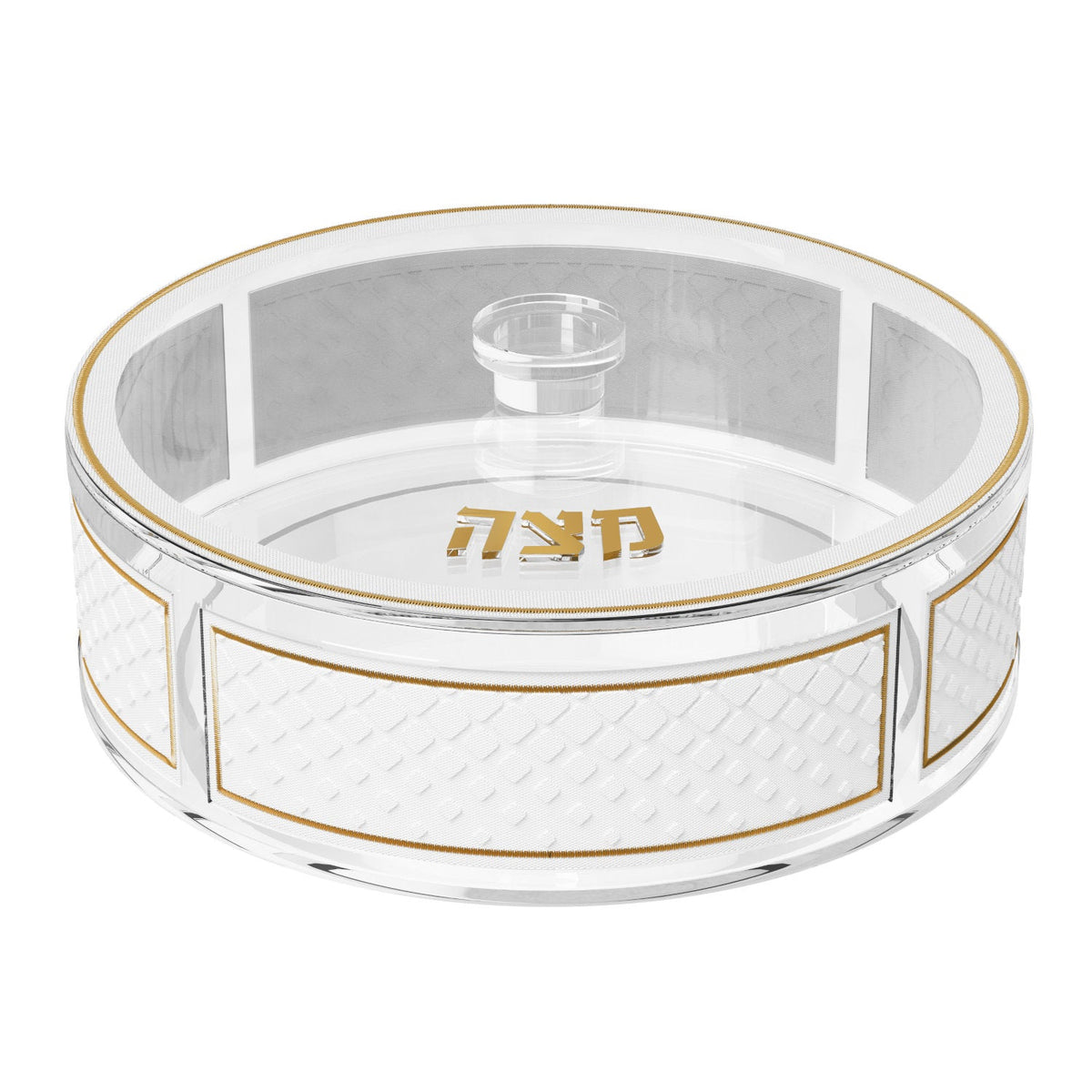 Diamond Leatherite Round Matzah Box, photo 3 of 4