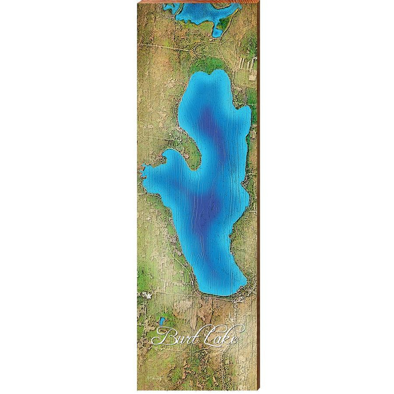 Burt Lake, Michigan Map Wooden Sign | Wall Art Print on Real Wood 