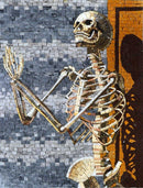 Santa Muerte Mosaic: Skeleton Artistry | Luxury Handcrafted Stone Art