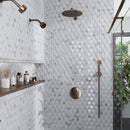 White 12x12 Polished Etched Hexagon Bianco Carrara Glass Marble Mosaic Tile (5 pack, 4.92 sq ft/case)