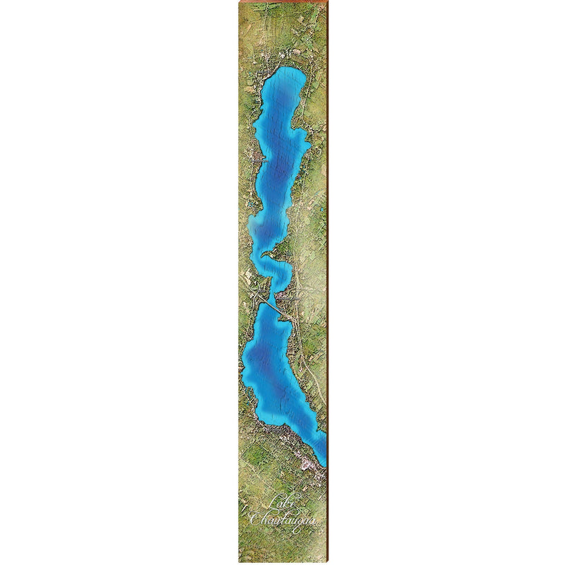 Lake Chautauqua Map Home Decor Art Print on Real Wood