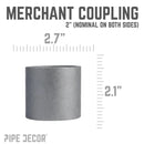 2 in. Black Merchant Coupling by PIPE DECOR