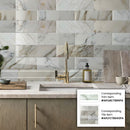 White 4x12 Polished Subway Calacatta Gold Marble Tile (15 pack, 5 sq ft/case)