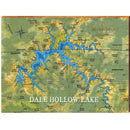 Dale Hollow Lake Map Sign | Wall Art Print on Real Wood