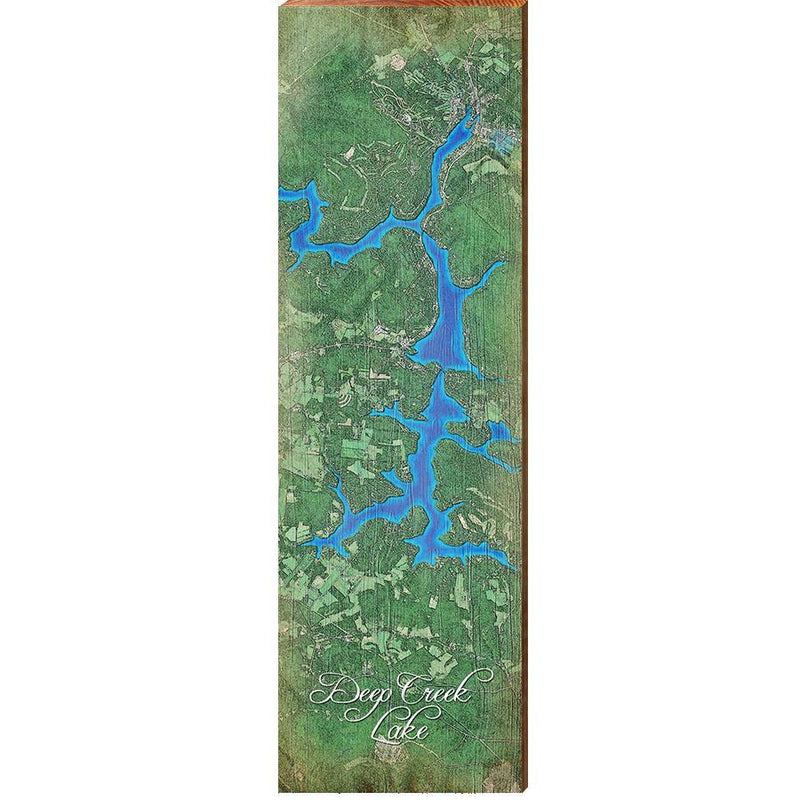 Deep Creek Lake Map Home Decor Art Print on Real Wood