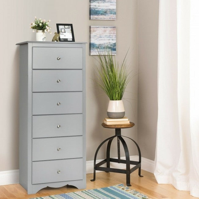 Modern Grey 6 Drawer Tall Wood Dresser Chest, photo 2 of 3