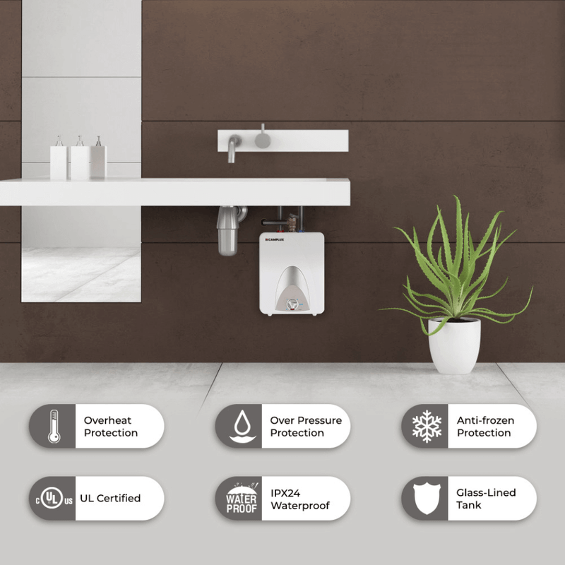 Camplux Electric Mini Tank Point of Use Water Heater 120V - 2.5 Gallon