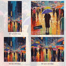 Raining Cityscape Wallpaper Mural - Abstract Color Mural.