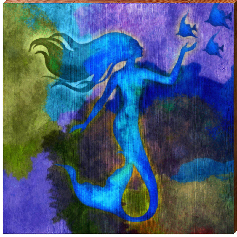 Abstract Ink Mermaid | Wall Art Print on Real Wood