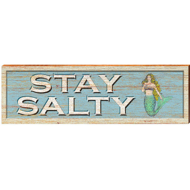 Stay Salty Blonde Mermaid | Wall Art Print on Real Wood