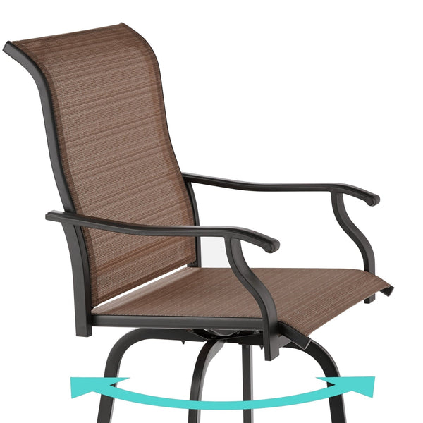 Set of 2 Brown All-Weather Mesh Swivel Barstools, photo 2 of 4