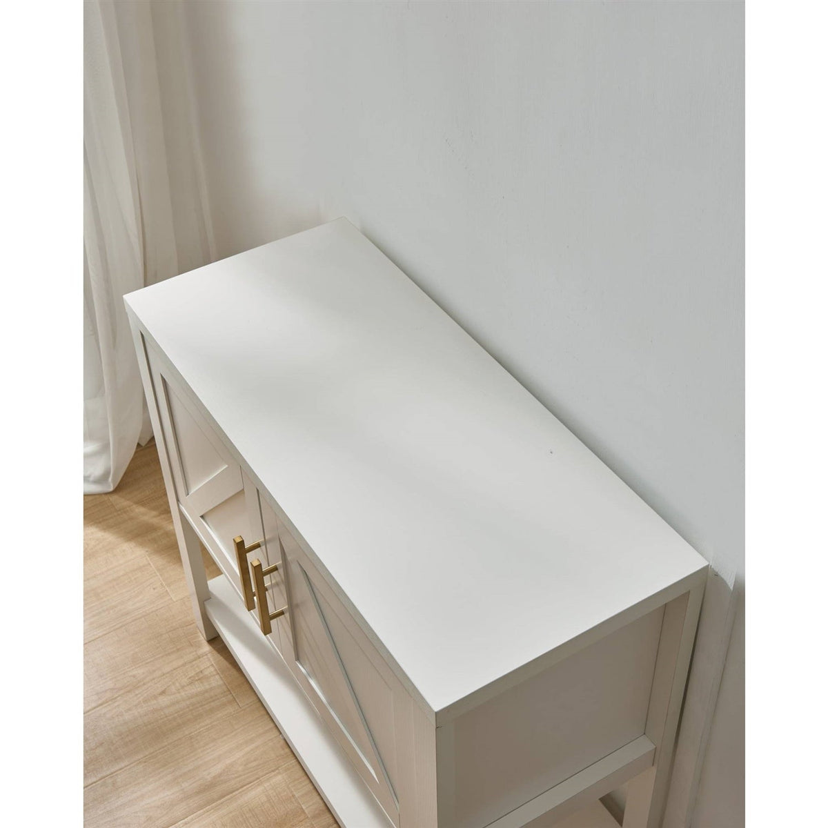 Modern 2 Drawer Wooden Storage Console Table White, photo 3 of 4