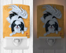Japanese Chin Black White Play Ceramic Night Light Compact, UL-Certified, Ideal for Bedroom, Bathroom, Nursery, Hallway, Kitchen, 6x4x3, Multicolor