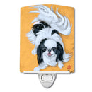 Japanese Chin Black White Play Ceramic Night Light Compact, UL-Certified, Ideal for Bedroom, Bathroom, Nursery, Hallway, Kitchen, 6x4x3, Multicolor