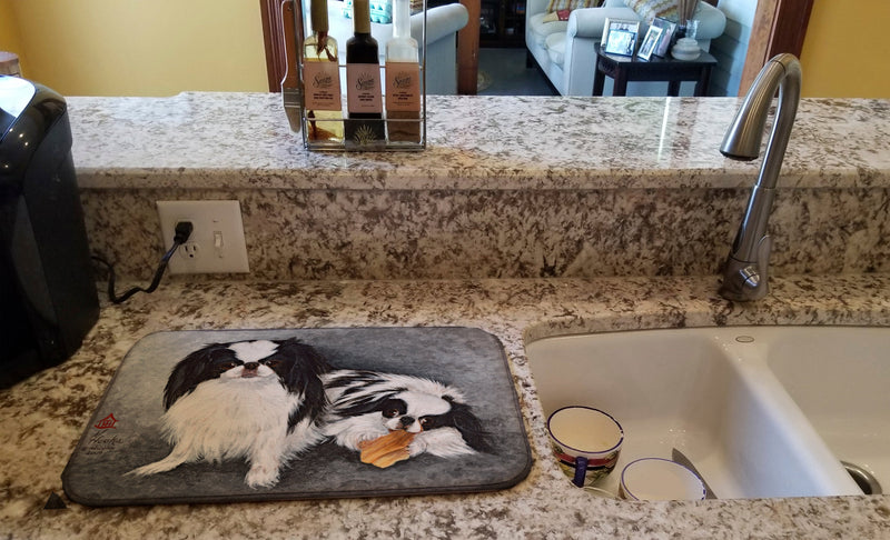 Japanese Chin Impress Dish Drying Mat – Absorbent, Artistic Kitchen Essentials MH1050DDM