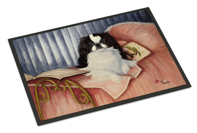 Japanese Chin Reading in Bed Indoor or Outdoor Mat 18x27 MH1058MAT