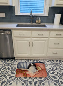 Japanese Chin Reading in Bed Memory Foam Kitchen Mat Machine Washable Anti-Fatigue Cushion Comfort Bath or Kitchen Rug