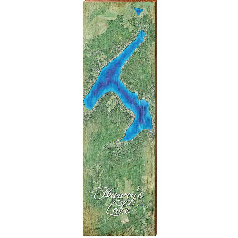 Harvey's Lake Map Home Decor Art Print on Real Wood