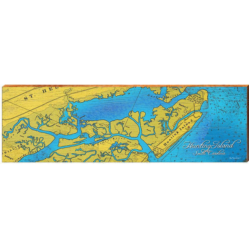 Hunting Island, SC Map Home Decor Art Print on Real Wood