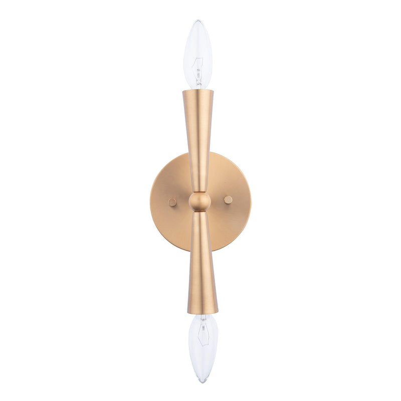 Mizu Mid-Century Modern Gold 2-Light Wall Sconce Light
