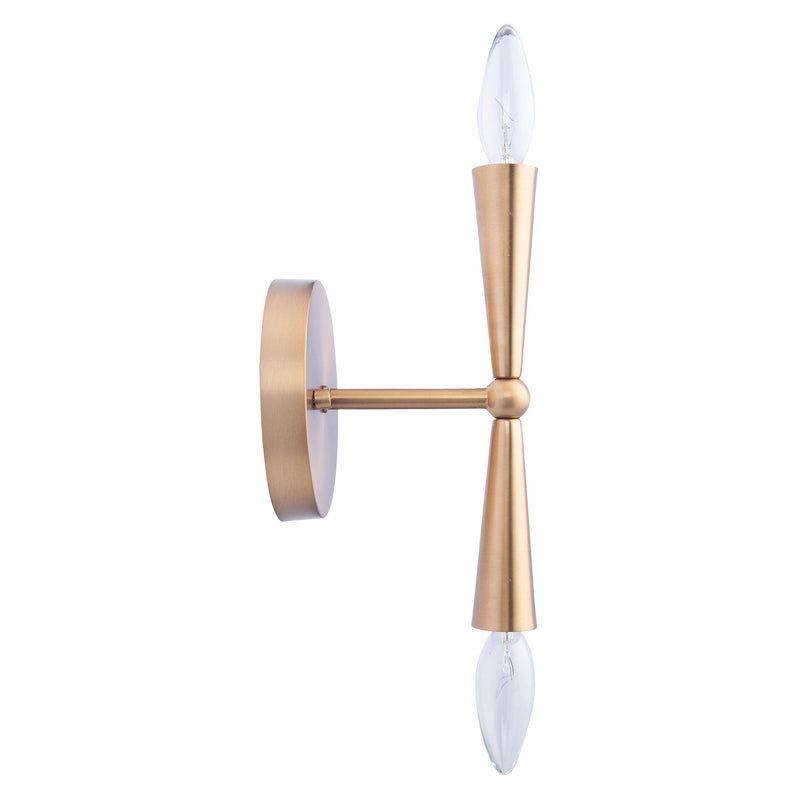 Mizu Mid-Century Modern Gold 2-Light Wall Sconce Light