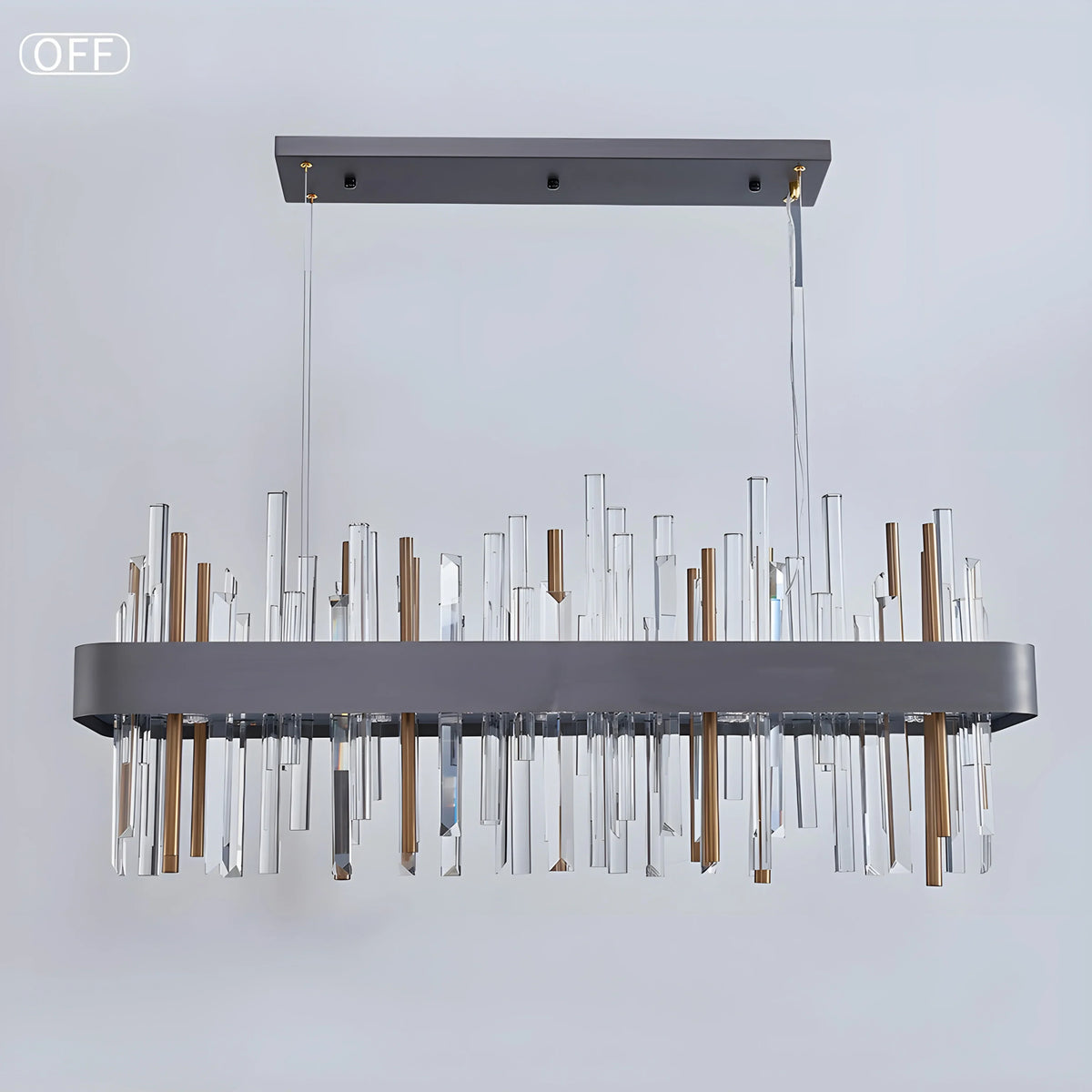 Gold And Black Rectangle Crystal Kitchen Chandelier, photo 9 of 9