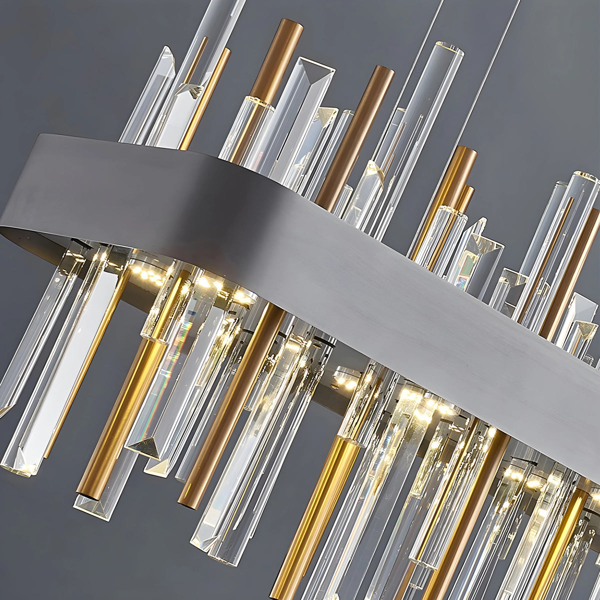 Gold And Black Rectangle Crystal Kitchen Chandelier, photo 8 of 9