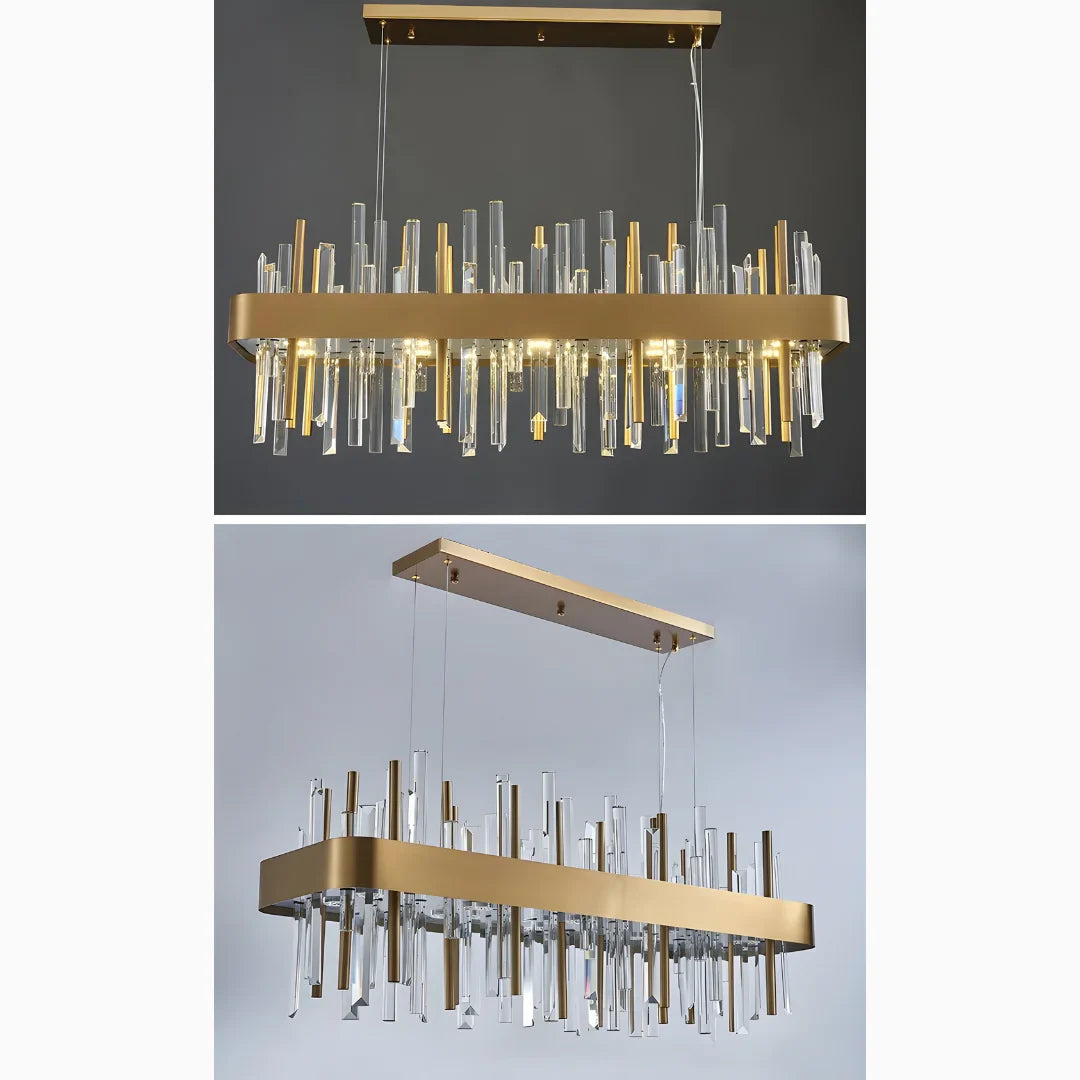 Gold And Black Rectangle Crystal Kitchen Chandelier, photo 3 of 9