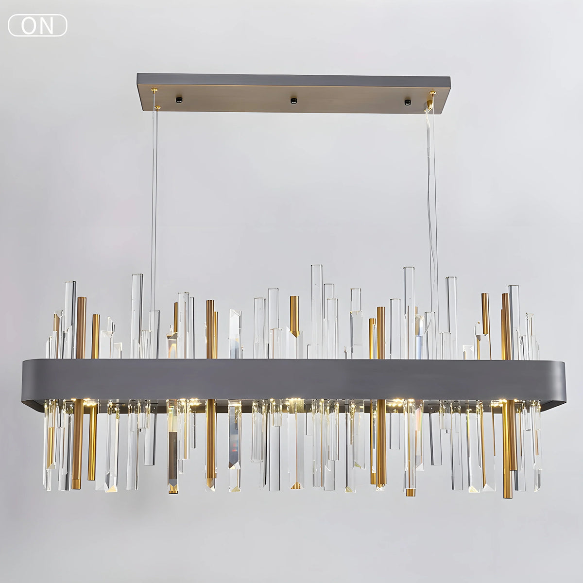 Gold And Black Rectangle Crystal Kitchen Chandelier, photo 6 of 9