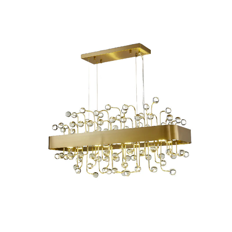 Abbadia San Salvatore | Gold Rectangle Colorful Crystal Chandelier