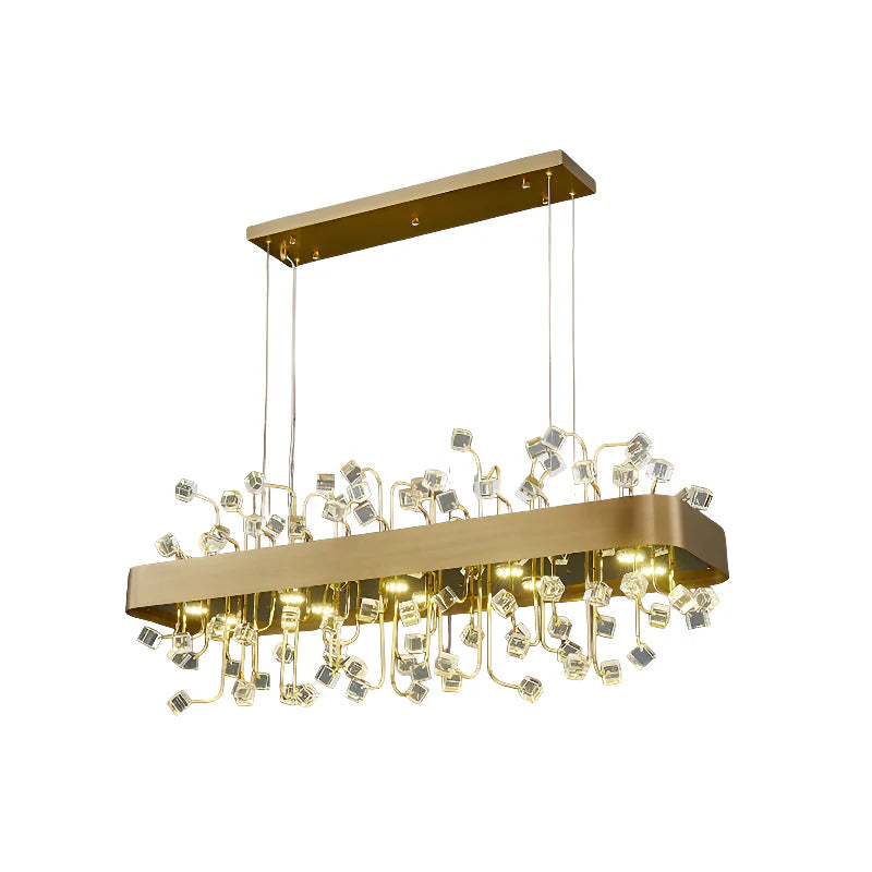 Abbadia San Salvatore | Gold Rectangle Colorful Crystal Chandelier