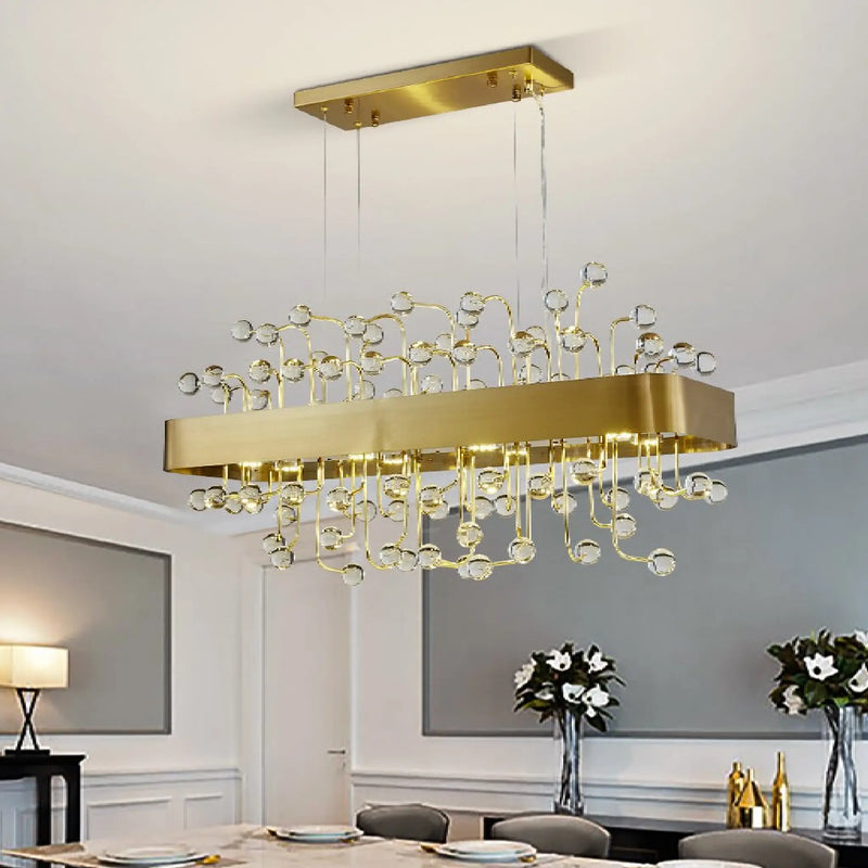 Abbadia San Salvatore | Gold Rectangle Colorful Crystal Chandelier