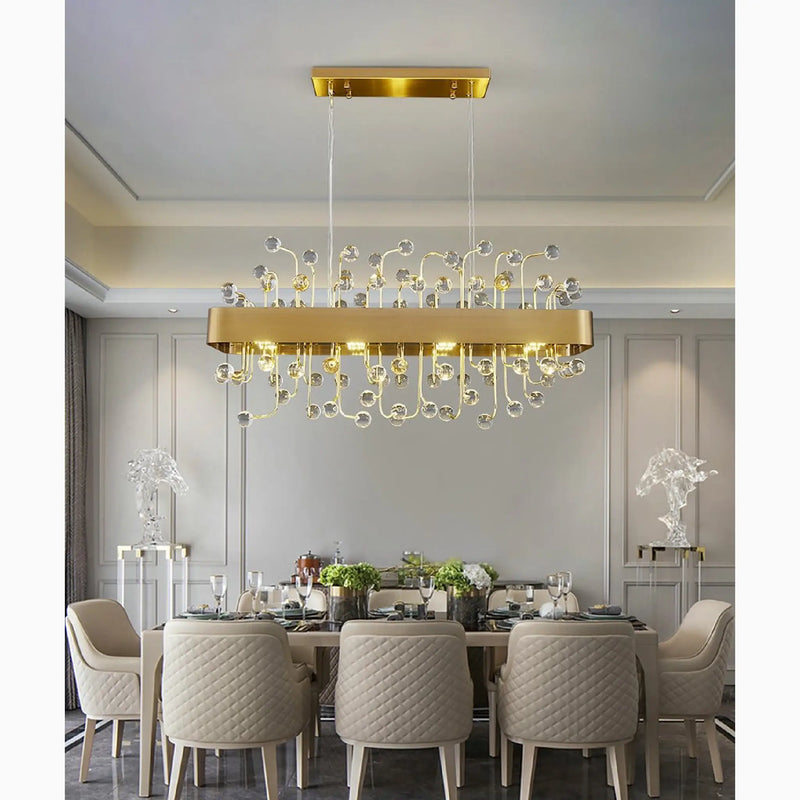 Abbadia San Salvatore | Gold Rectangle Colorful Crystal Chandelier