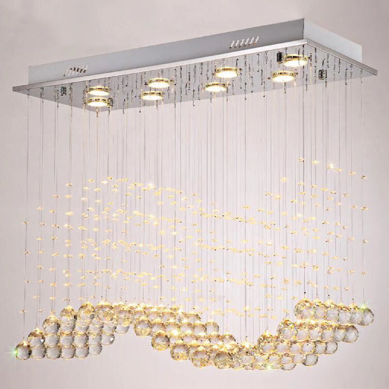 Luxury Rectangle LED Crystal Lamp for Dining Room, Living Room