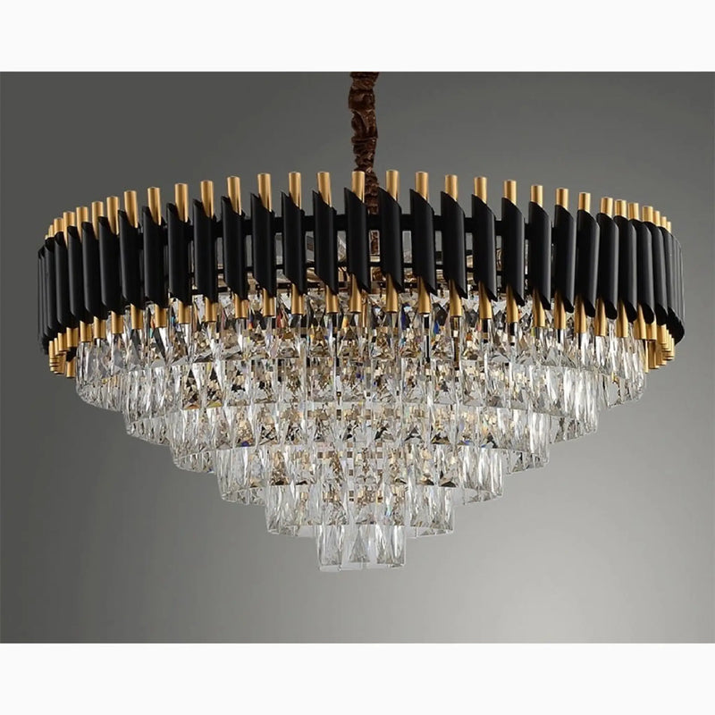 Alfonsine | Luxury Black Crystal Led Hanging Chandelier For Living Room