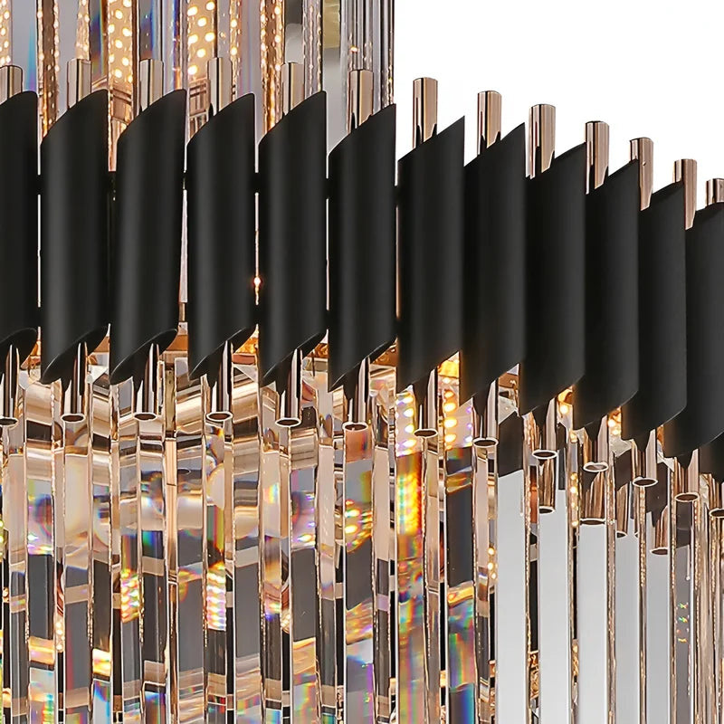 Art Deco | Black and Gold Crystal Chandelier for Hall and Staircase