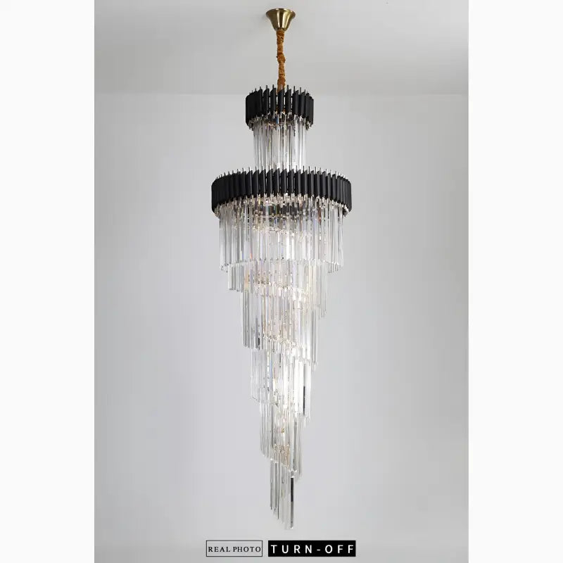 Art Deco | Black and Gold Crystal Chandelier for Hall and Staircase