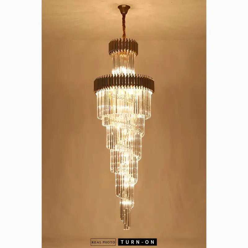 Art Deco | Black and Gold Crystal Chandelier for Hall and Staircase