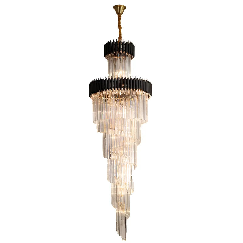 Art Deco | Black and Gold Crystal Chandelier for Hall and Staircase