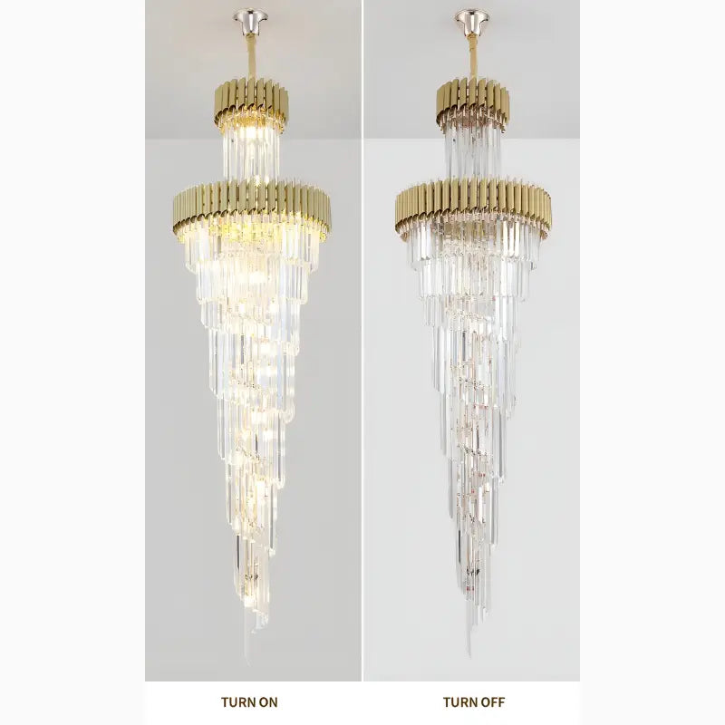 Art Deco | Black and Gold Crystal Chandelier for Hall and Staircase