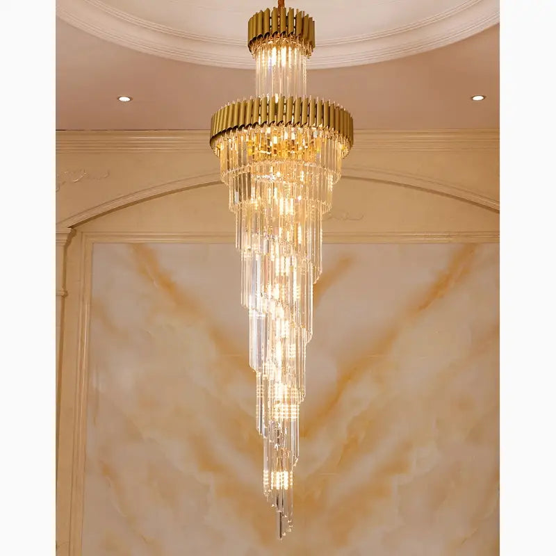 Art Deco | Black and Gold Crystal Chandelier for Hall and Staircase