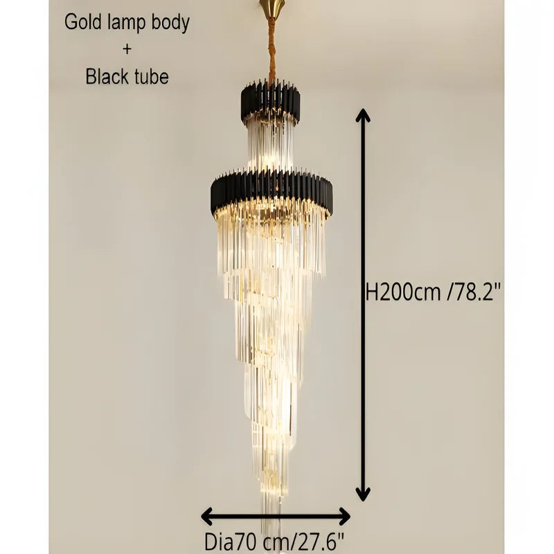 Art Deco | Black and Gold Crystal Chandelier for Hall and Staircase