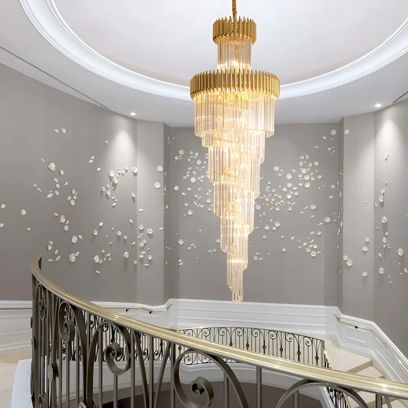 Art Deco | Black and Gold Crystal Chandelier for Hall and Staircase