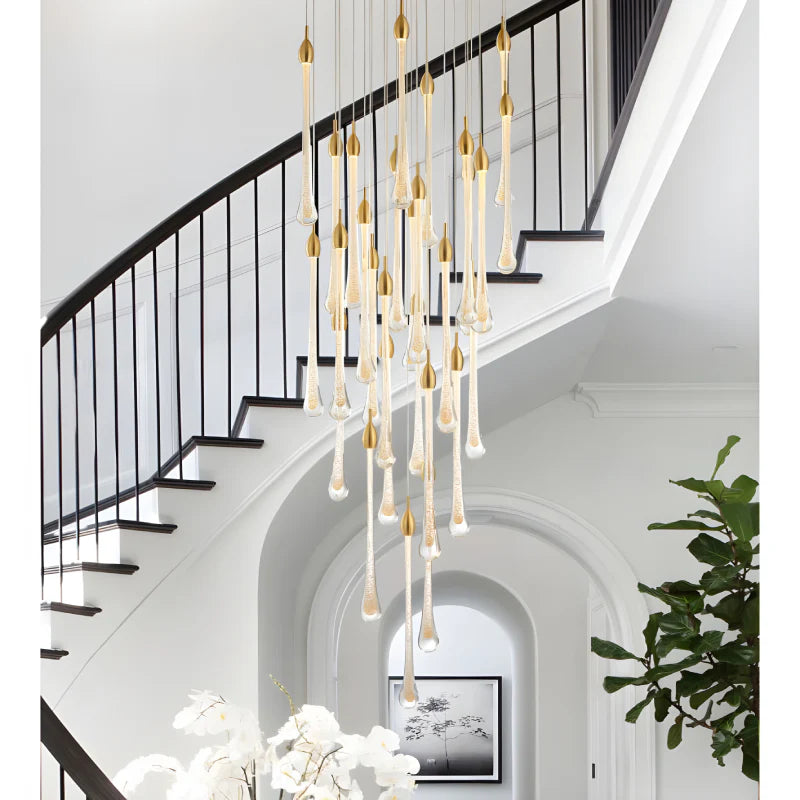 Castagniers | Staircase Gold Crystal Chandelier